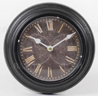 Krásné černé kovové hodiny 20 cm